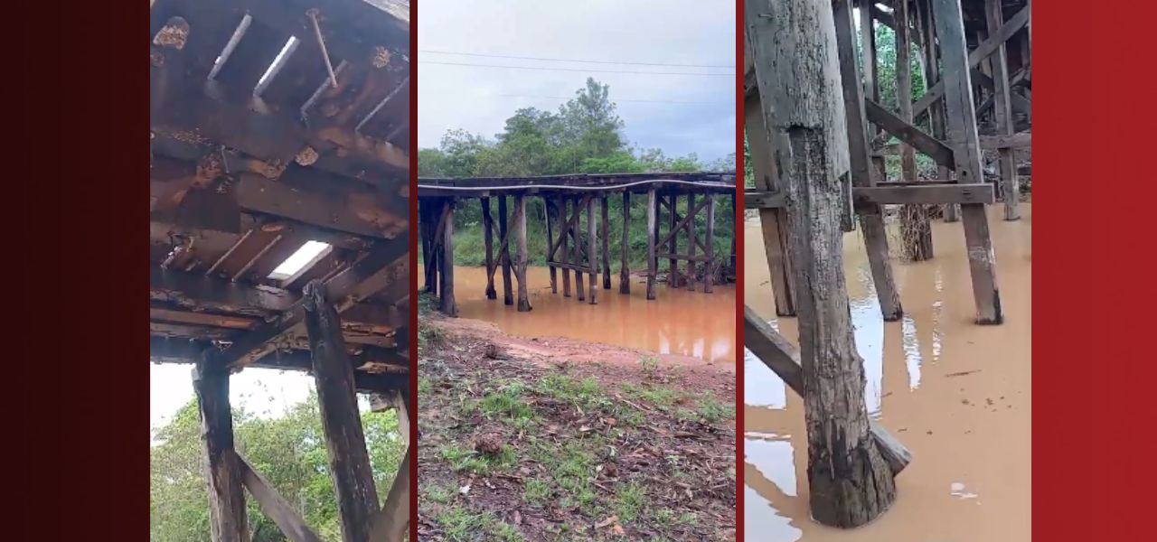 Em vídeo, moradores de Palmeirândia-MA denunciam estado precário de ponte de madeira