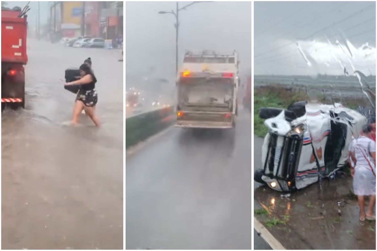 Chuva causa alagamentos, impede pouso de avião e provoca acidentes