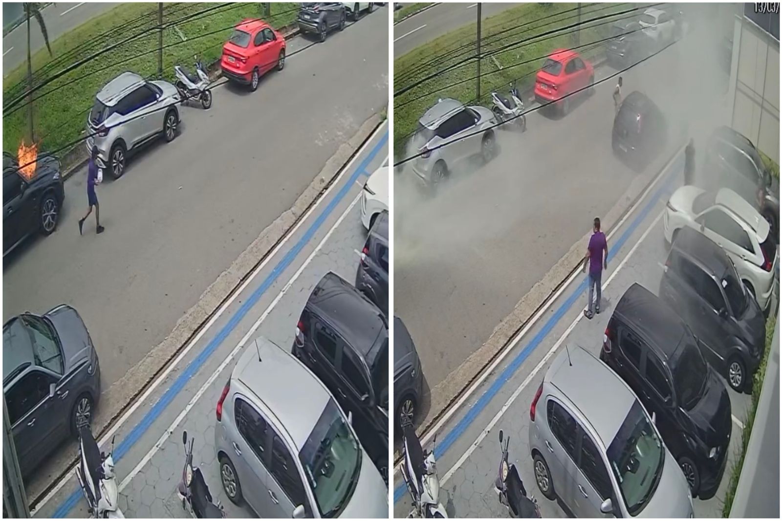 Vídeo: homem incendeia carro de luxo na Avenida dos Holandeses em São Luís