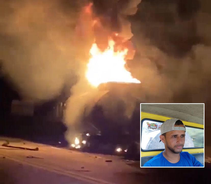 Vídeo: motorista morre carbonizado após caminhão-tanque bater contra caçamba