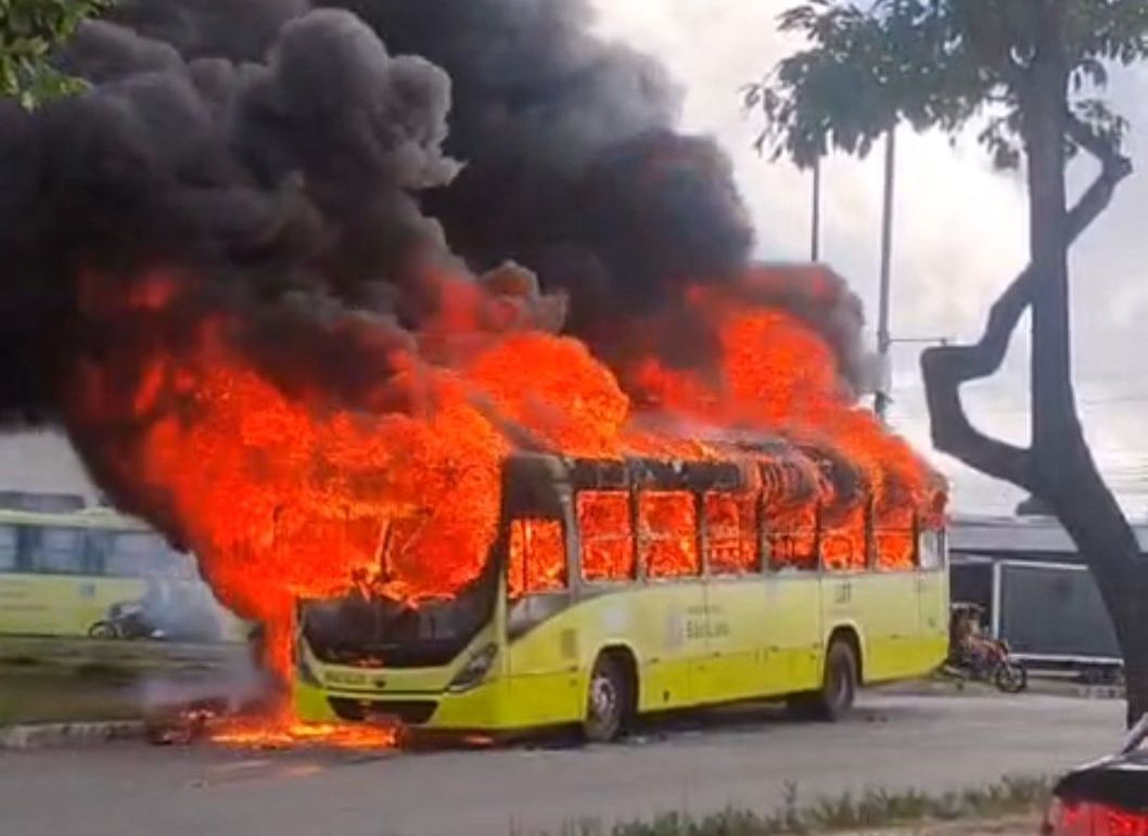Vídeo: ônibus pega fogo na Forquilha