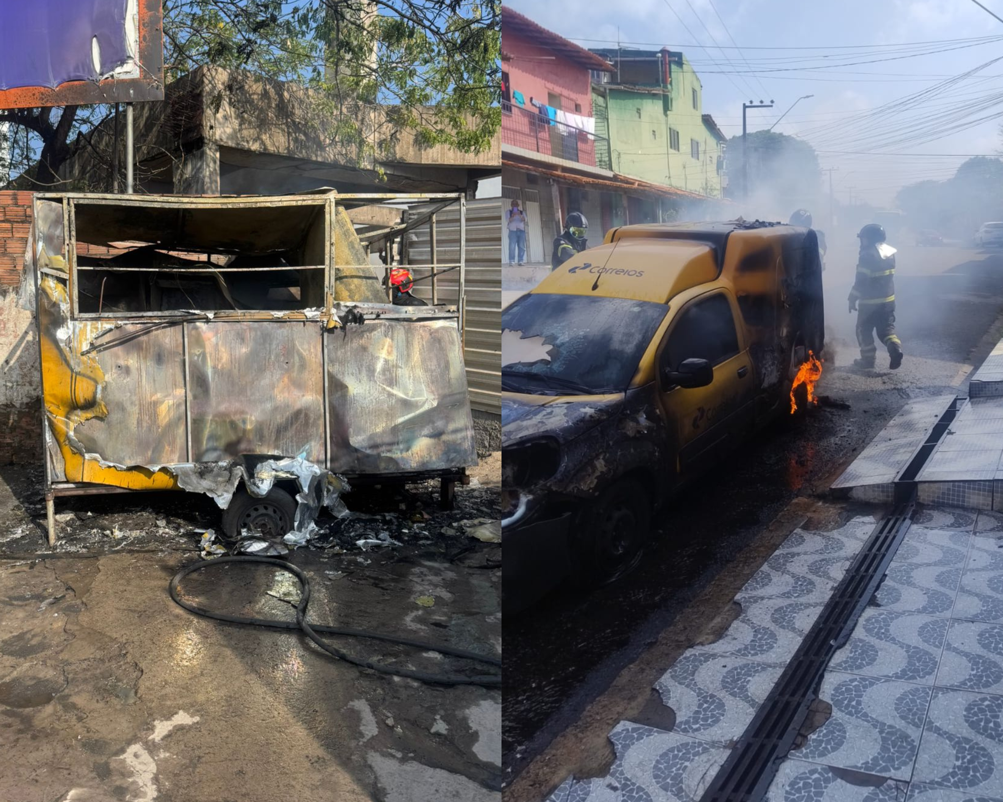Trailer e carro dos Correios pegam fogo em São Luís