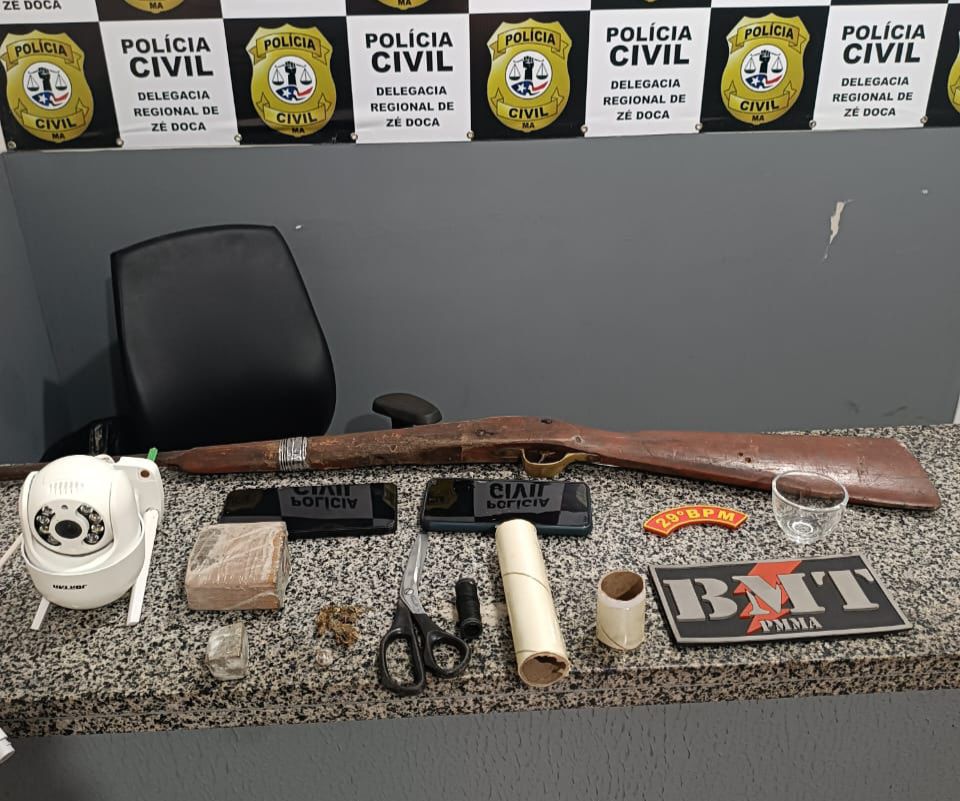 Trio suspeito de tráfico é preso em flagrante com drogas e câmera de monitoramento no MA