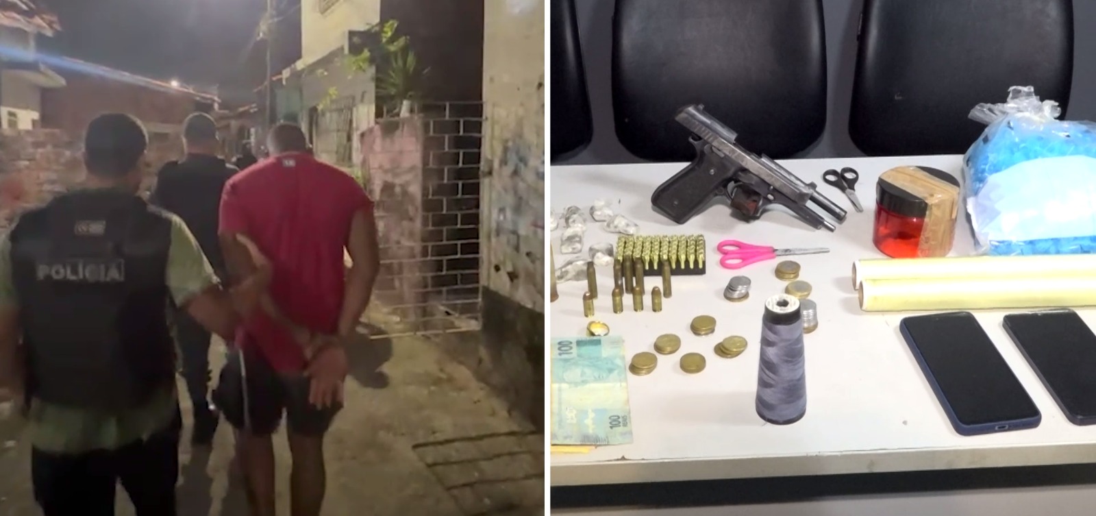 Suspeito de tráfico é preso com arma pertencente à Polícia Militar na Liberdade