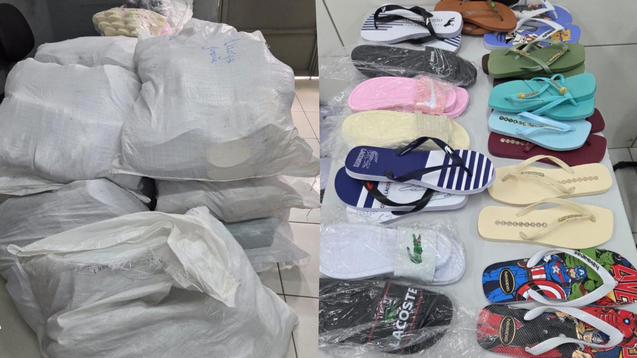 Duas pessoas são presas com quase 3 mil pares de sandálias de marcas famosas falsificadas em Timon