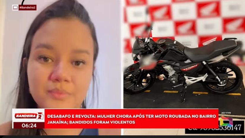 Mulher relata desespero e violência vividos durante assalto e pede ajuda para localizar moto roubada