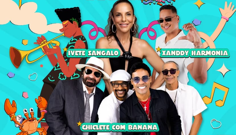 Ivete Sangalo, Chiclete com Banana e Xanddy Harmonia animam pré carnaval neste domingo (25) na Av. Litorânea