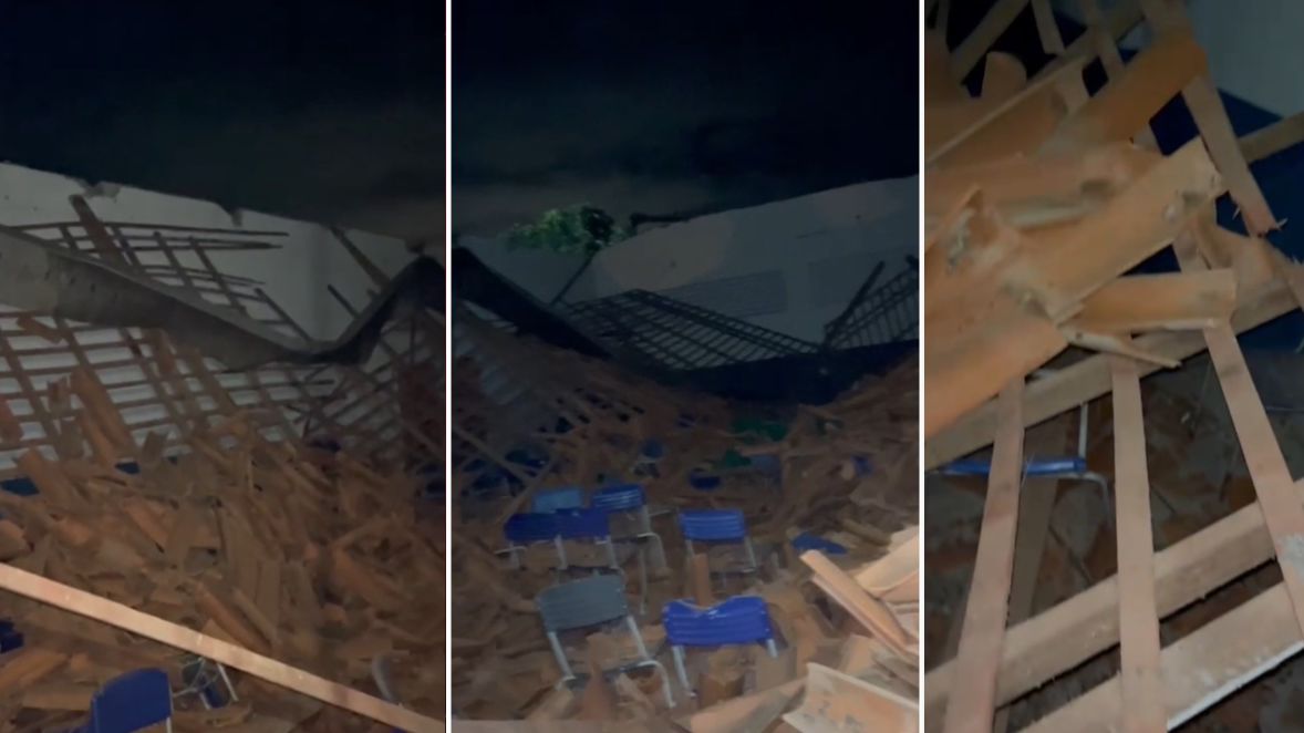 Vídeo: teto de escola desaba após chuvas na zona rural de Imperatriz