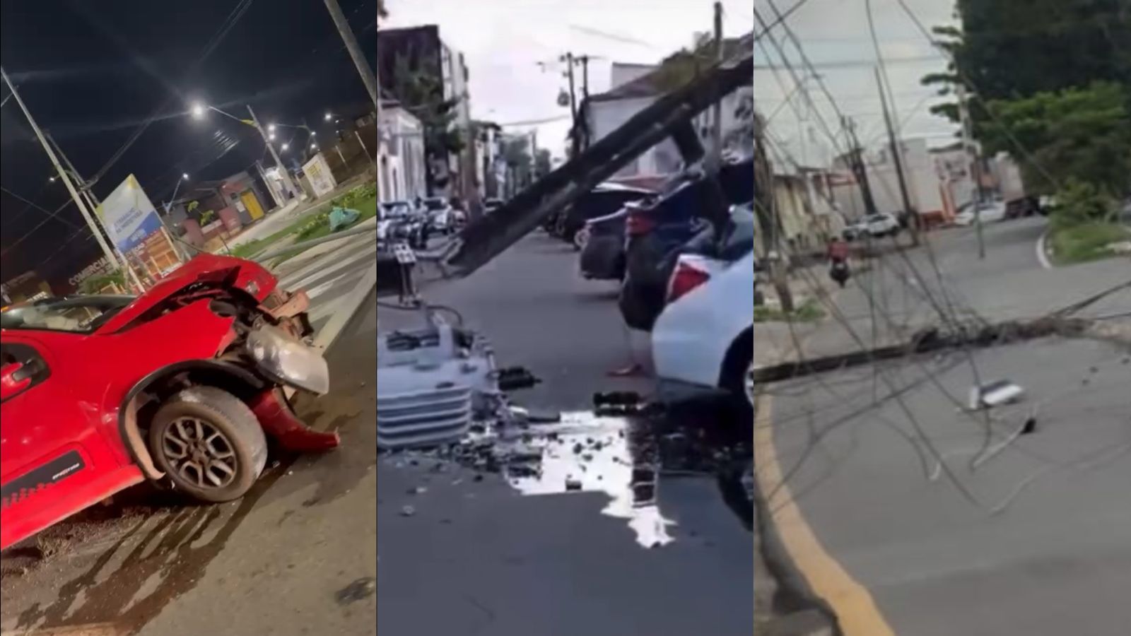 Vídeos: batidas de veículos derrubam postes e causam transtornos em três pontos de São Luís