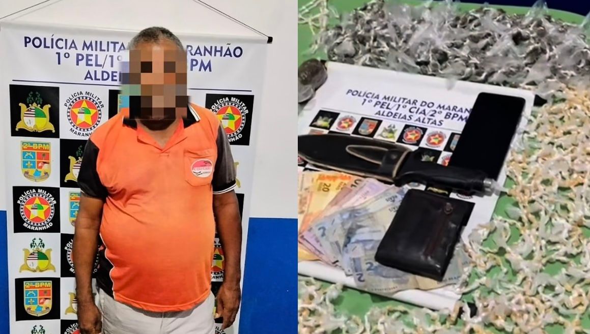 Motorista de carro-lotação é preso transportando mais de 2 mil pedras de crack na MA-349, em Caxias