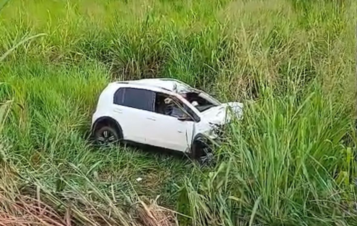 Acidente próximo a ponte que liga Imperatriz ao Tocantins deixa dois animais mortos e carro em barranco