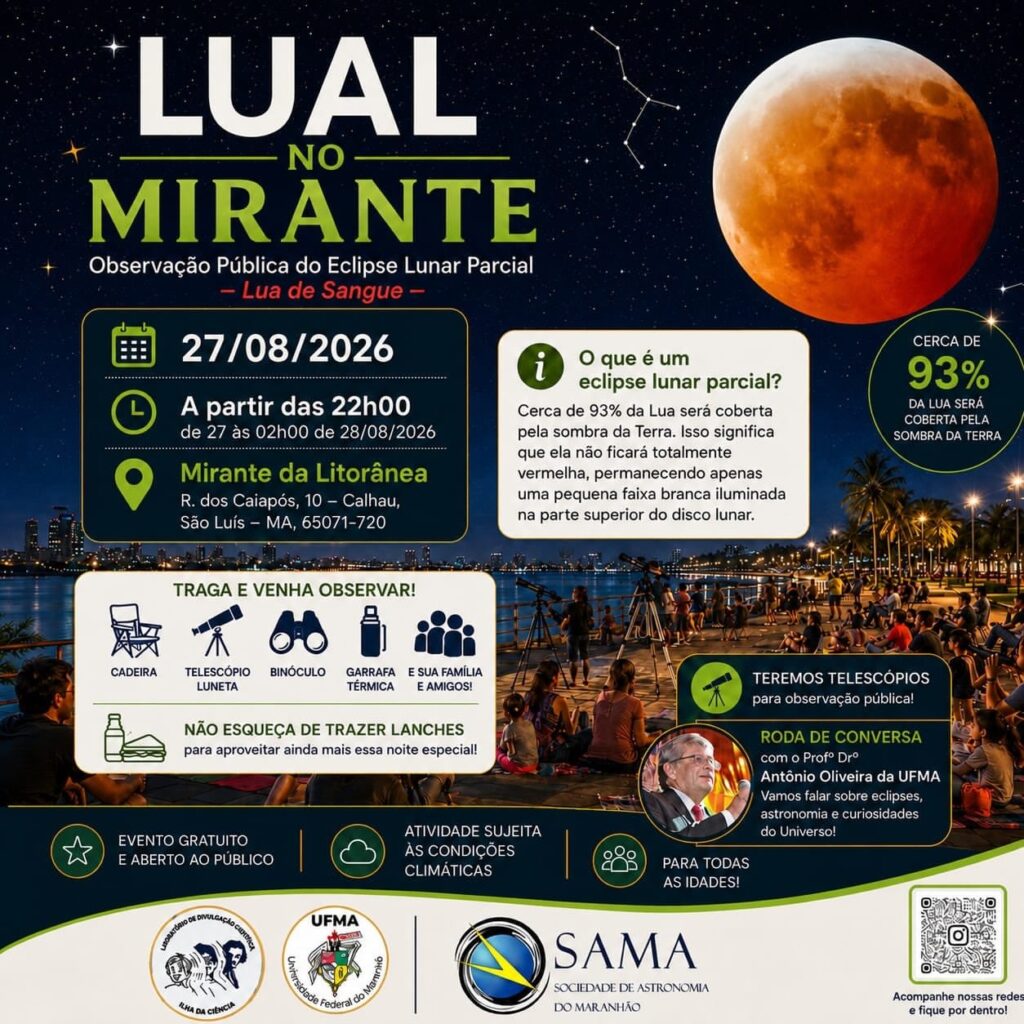 LUAL NO MIRANTE | OBSERVAÇÃO PÚBLICA DO ECLIPSE LUNAR PARCIAL