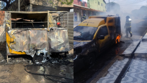 Trailer e carro dos Correios pegam fogo em São Luís
