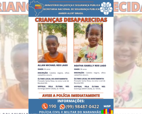 Nesta quarta-feira (4), completa um mês de buscas por Ágatha Isabelly e Allan Michael em Bacabal