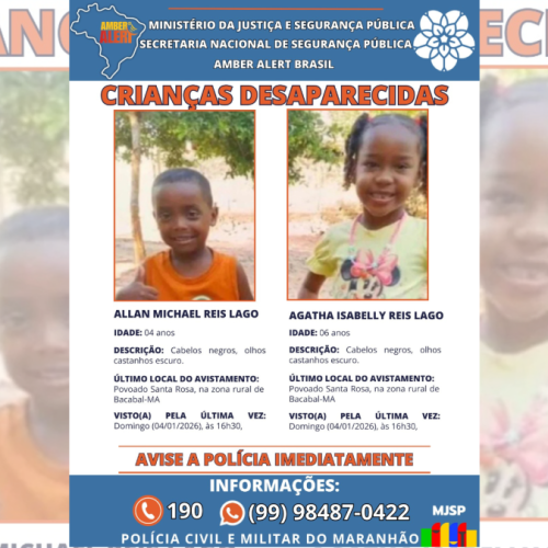 Nesta quarta-feira (4), completa um mês de buscas por Ágatha Isabelly e Allan Michael em Bacabal