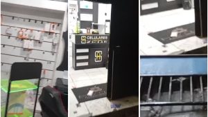 Assaltantes arrombam e fazem raspa em loja de celulares no João Paulo