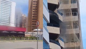 Vídeo: apartamento de edifício residencial pega fogo na Ponta d’Areia