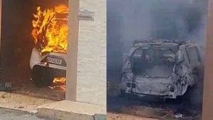 Vídeo: carro pega fogo dentro de garagem no Vinhais