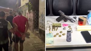 Suspeito de tráfico é preso com arma pertencente à Polícia Militar na Liberdade
