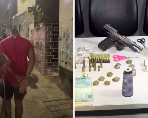 Suspeito de tráfico é preso com arma pertencente à Polícia Militar na Liberdade
