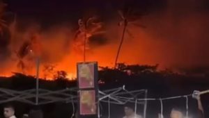 Vídeo: incêndio atinge área de vegetação na Avenida Litorânea após queima de fogos em São Luís