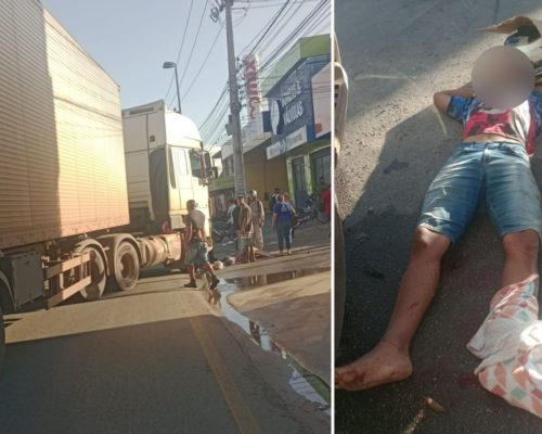 Motociclista fica com perna ferida após acidente com caminhão na Av. Guajajaras