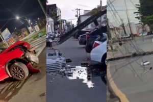 Vídeos: batidas de veículos derrubam postes e causam transtornos em três pontos de São Luís