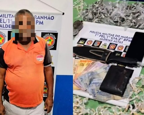 Motorista de carro-lotação é preso transportando mais de 2 mil pedras de crack na MA-349, em Caxias