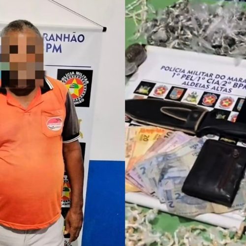Motorista de carro-lotação é preso transportando mais de 2 mil pedras de crack na MA-349, em Caxias