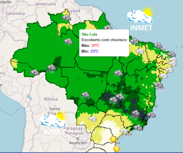 São Luís tem previsão de chuvas ao longo do dia, alerta Inmet