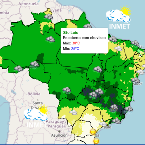 São Luís tem previsão de chuvas ao longo do dia, alerta Inmet