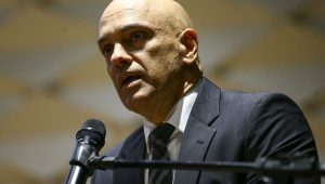 O presidente do TSE, Alexandre de Moraes, durante cerimônia de posse do diretor-geral da PF, na sede da corporação, em Brasília.