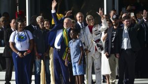 O presidente Luiz Inácio Lula da Silva durante cerimônia de posse, no Palácio do Planalto.
